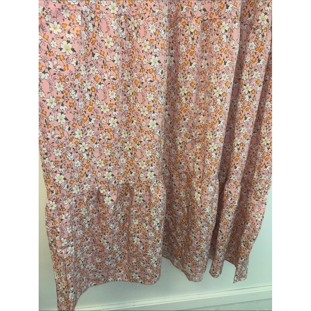 Kojooin Pink Floral Maxi Dress 4XL Plus Size Tiered Wrap V-Neck Flutter Sleeve - Picture 5 of 8